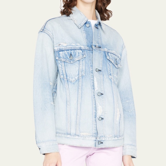 MOUSSY VINTAGE "Lodi" distressed denim trucker jacket - Picture 3 of 7